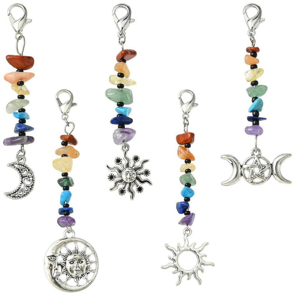 5668 30pcs Tibetan Sun Moon Celestial Charms - Natural Chip Beads, Bohemian